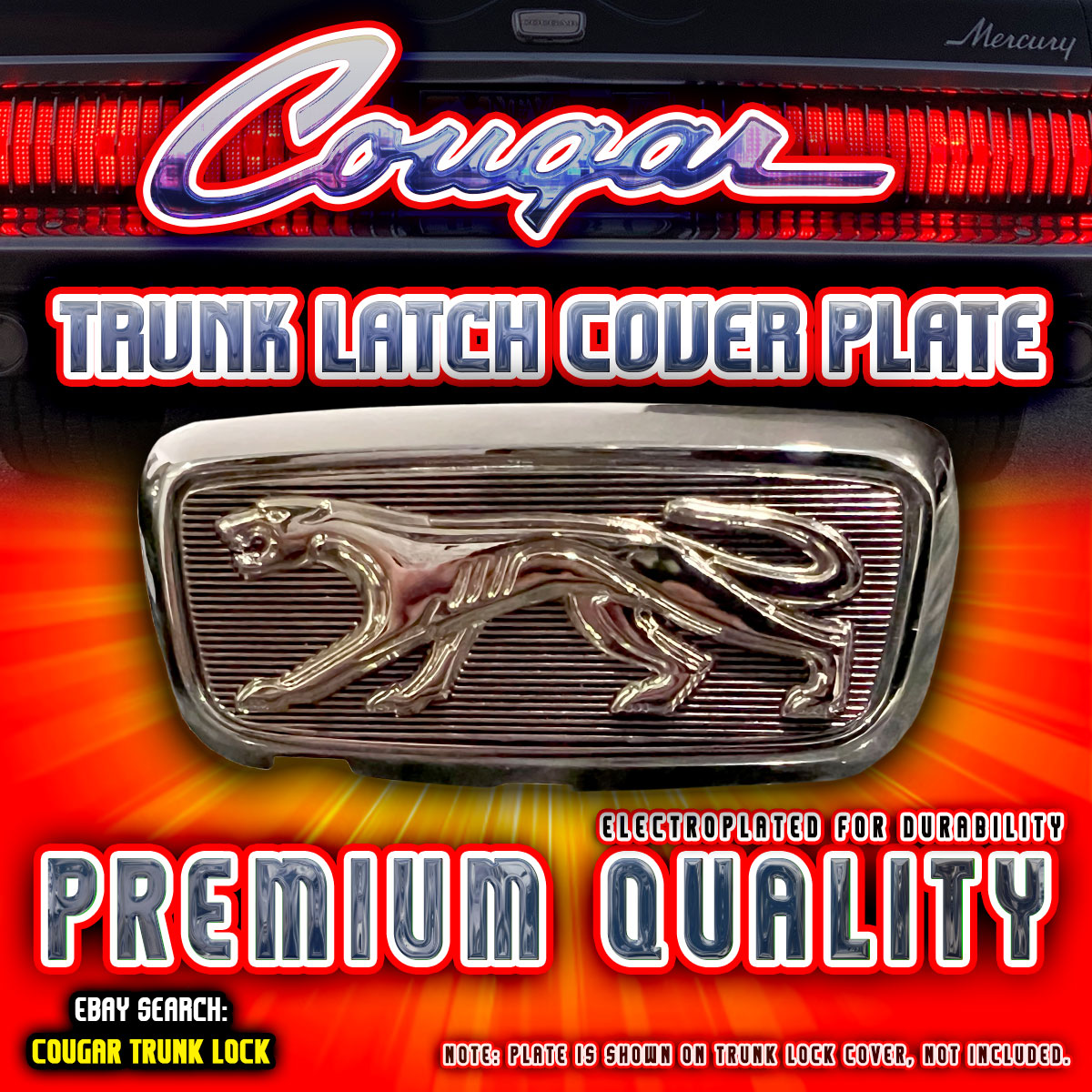 Mercury Cougar-Cat Trunk Lock Cover Plate