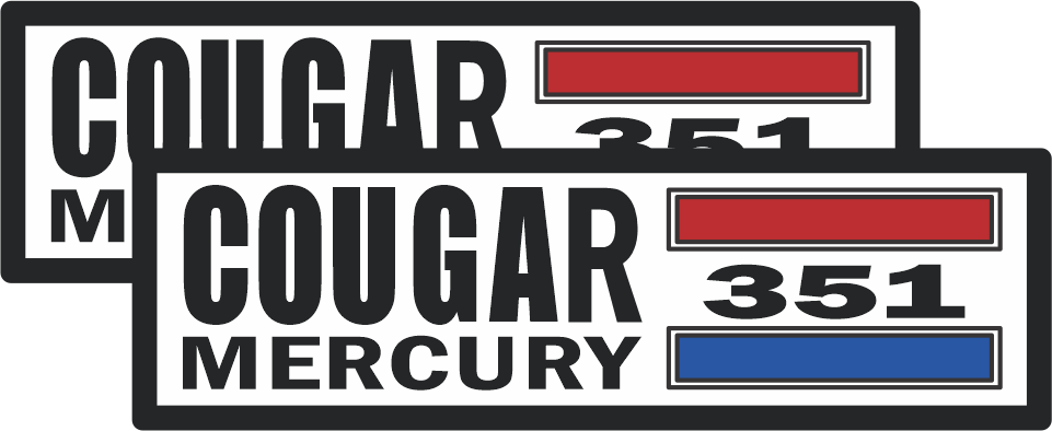 COUGAR Fender Badge Emblems for COUGAR 351, GT, BOSS, XR7, XR7G, ELIMINATOR, COBRA JET, Cougar Tri-Color Bar Emblems