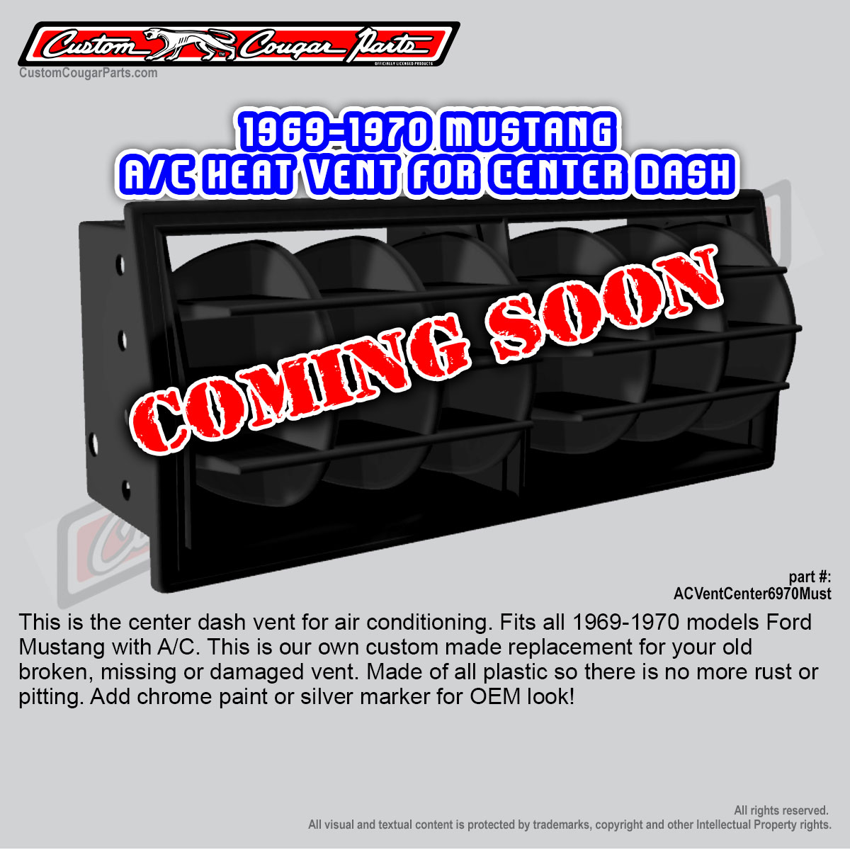 Center AC Dash Vent (1969-1970 Mustang)