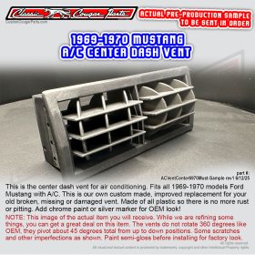 1969-1970 Mustang A/C Center Dash Vent (part #: 6892_ACVentCenter6970Must-Sample-rev1_6-12-25_Classic) NEW PART, with NEW IMPROVED DESIGN for better durability. Available for 2025 delivery!