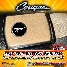 1967-1973 Cougar Seat Belt Button Emblems; Mercury Cougar